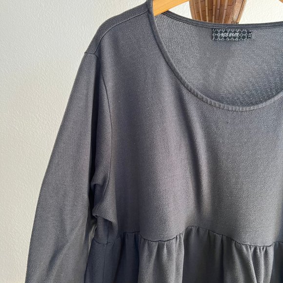 Ice Silk Size 3XL Gray Flared Sleeve Round Neck Peplum Knitted Mini Dress - Picture 4 of 10